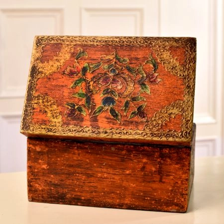 Beautiful Antique Finish Wooden Jewelry Box for Decor
